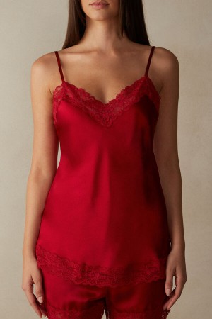 Intimissimi Kanten and Silk Top Rood | SBENY79680